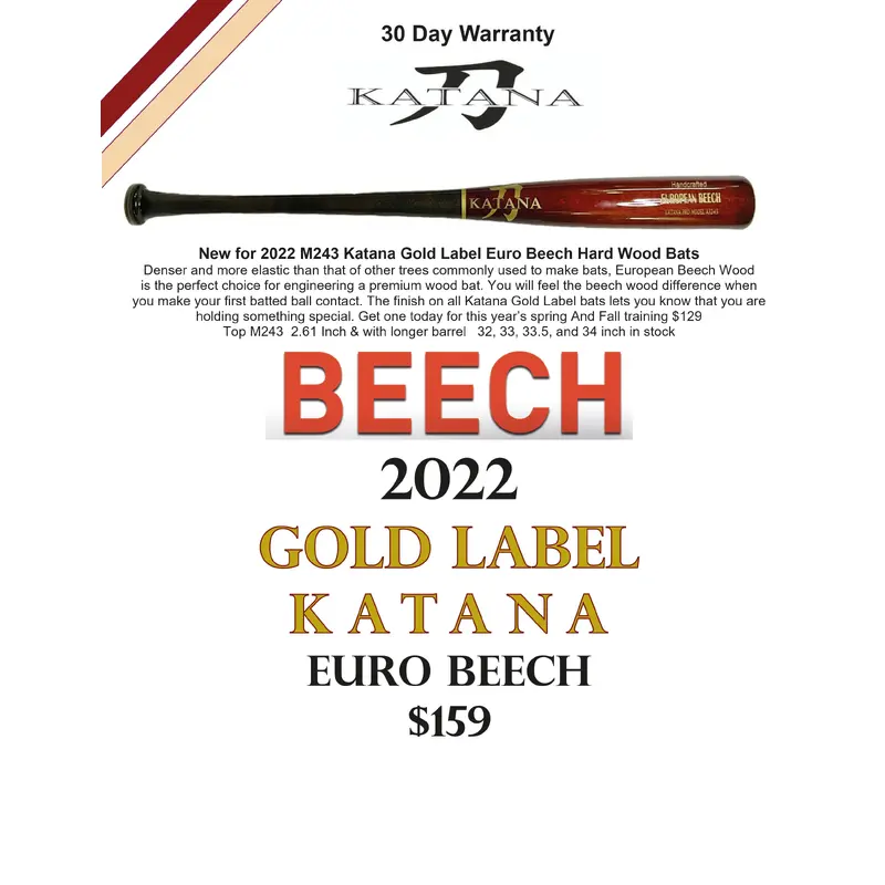 Katana Euro Beech 33.5 inch Wood Bat (-3) 31 oz B243