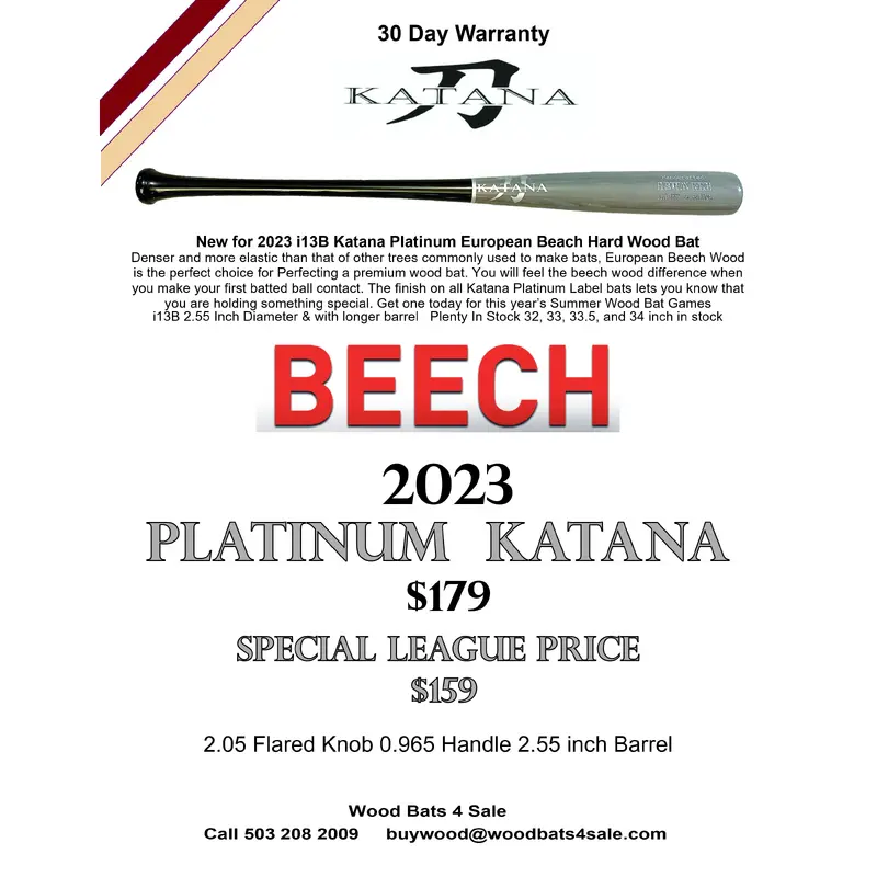 New Katana i13 HD Euro Beech 33 inch Wood Bat (-3) 30.5 oz