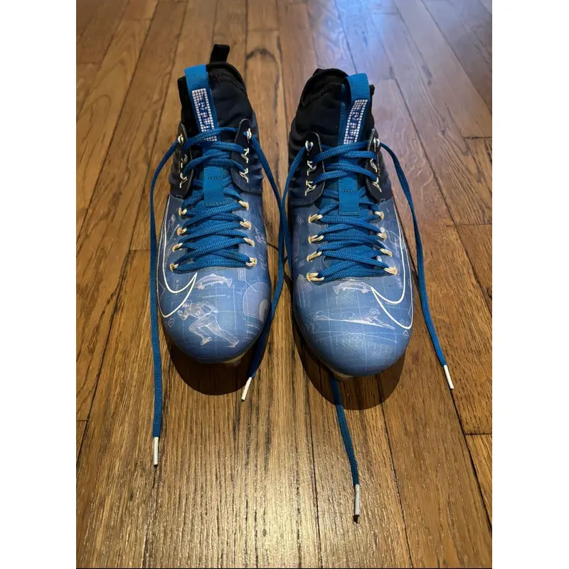 Blue Men's Size M 10.5 (W 11.5) Adult Nike Trout High Top Metal (Used)