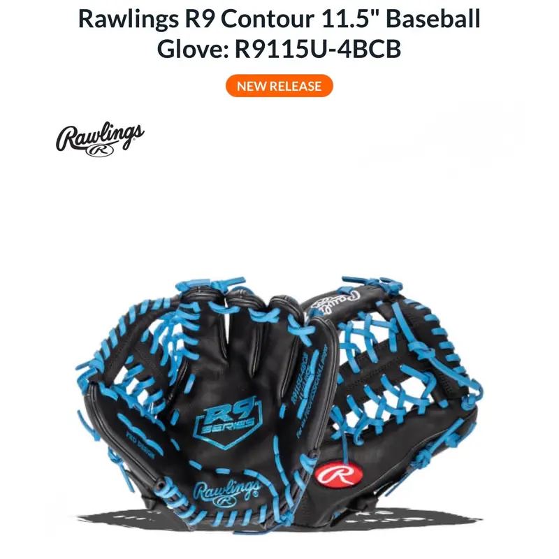 LH Rawlings R9 Baseball Glove 11.5" (New)