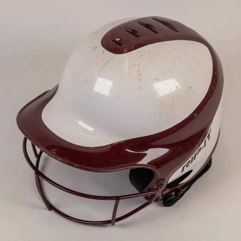 Rip-It S/M 6" to 6 7/8" Maroon/White Softball Batting Helmet