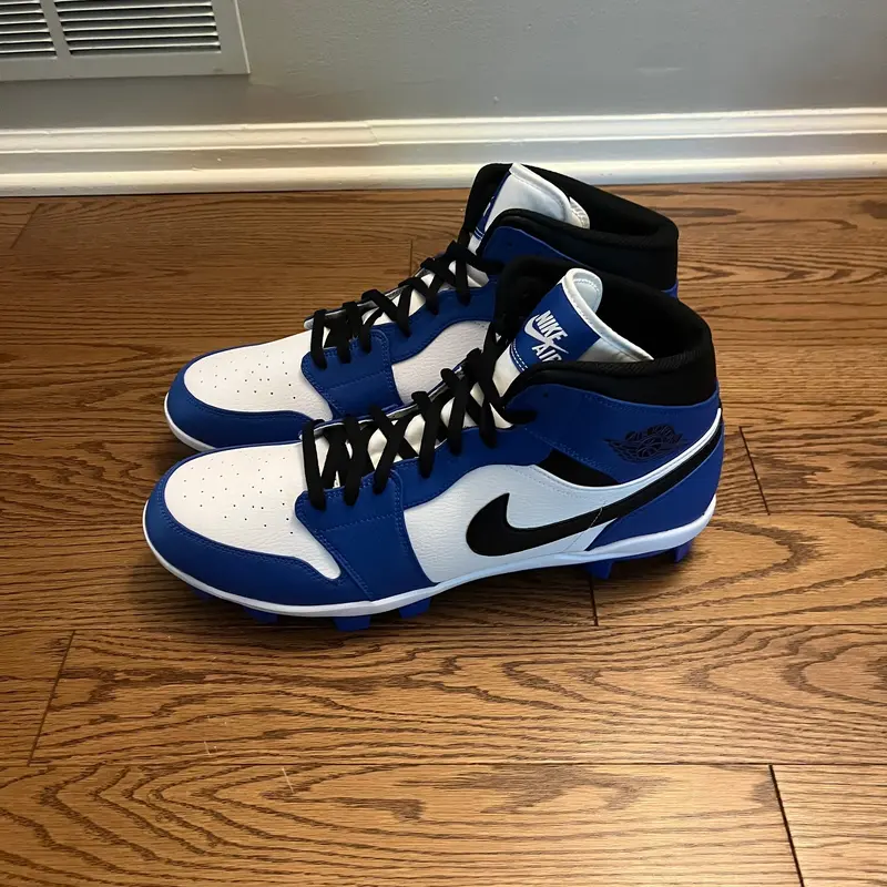 Air Jordan 1 Retro MCS Baseball Cleats Blue/Black/White AV5354-411 Men's Size 16