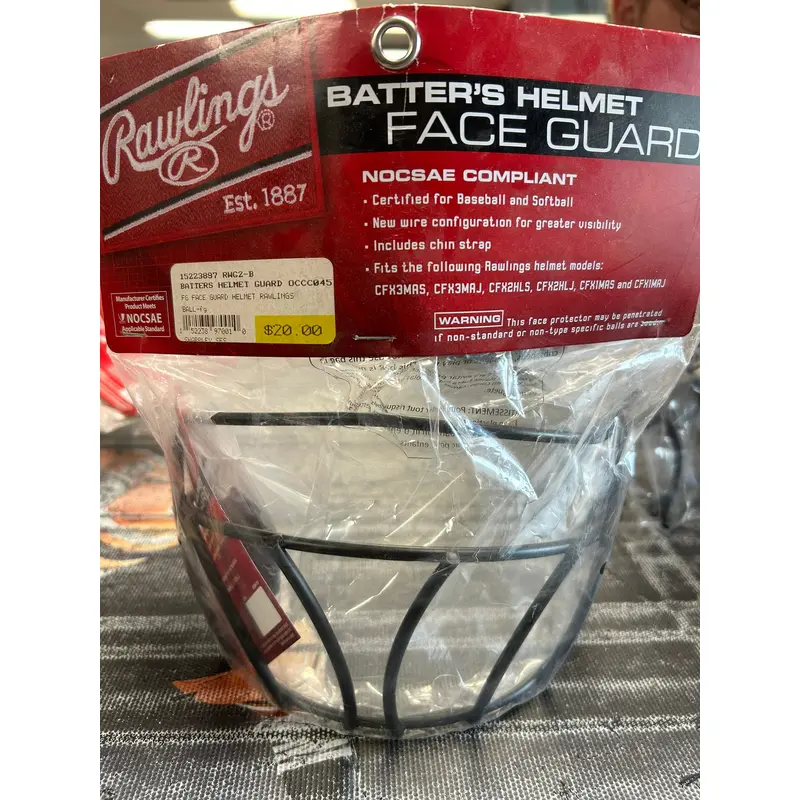 New Rawlings BBWG-B Batter's Helmet Face Guard