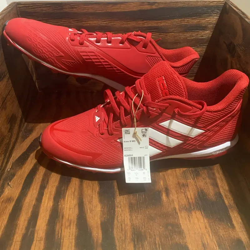 Adidas Icon 8 MD Rubber Baseball Cleats Mens 13 Red IG9591 NWT No Box