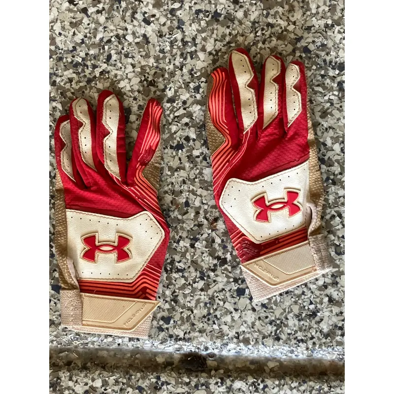 red Under amour youth batting gloves (used)