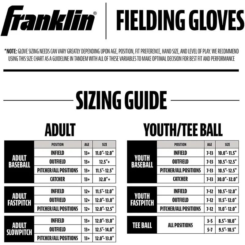 Franklin Fastpitch Pro Series 13" Softball Glove, White/Black
