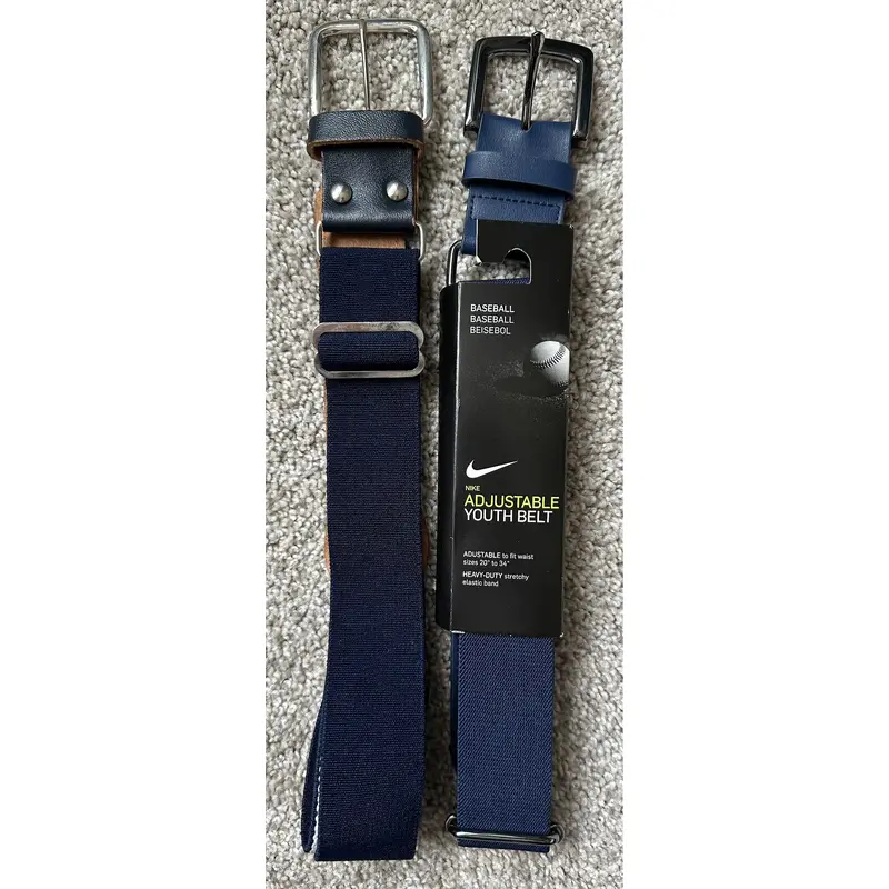 Lot of 2 Navy Youth Baseball Belts - 1 new, 1 used