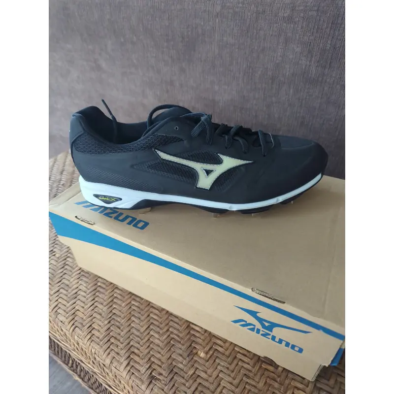 Black Men's Size M 12.5 (W 13.5) Adult Mizuno Low Top Metal (New)