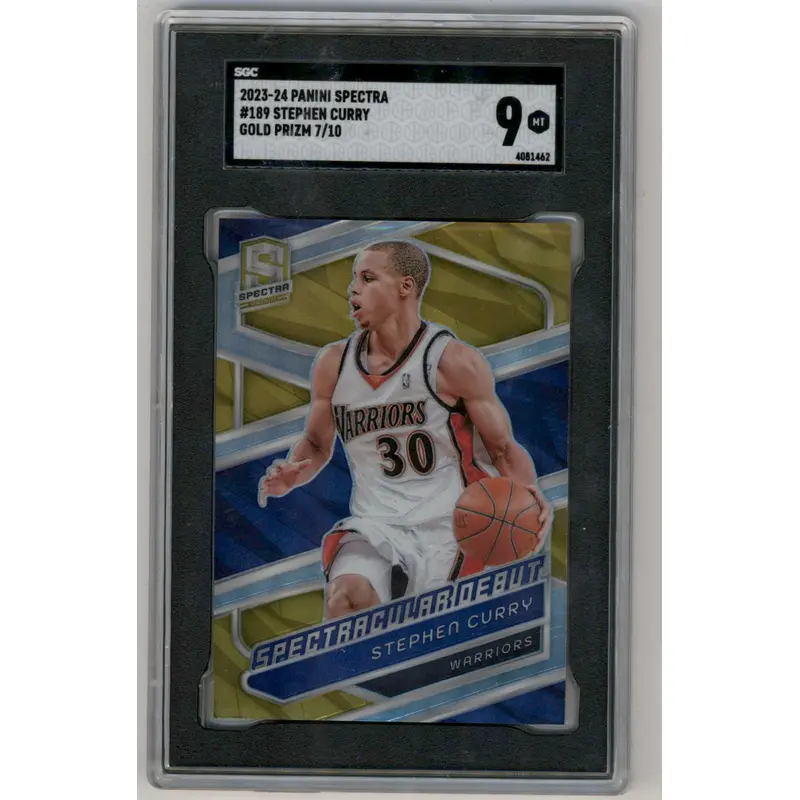 Stephen Curry 2023 Panini Spectra #189 Gold Prizm #7/10 SGC 9 Mint