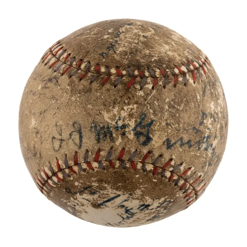 Joe McGinnity Babe Ruth Lou Gehrig 1928 World Series Signed Baseball JSA COA