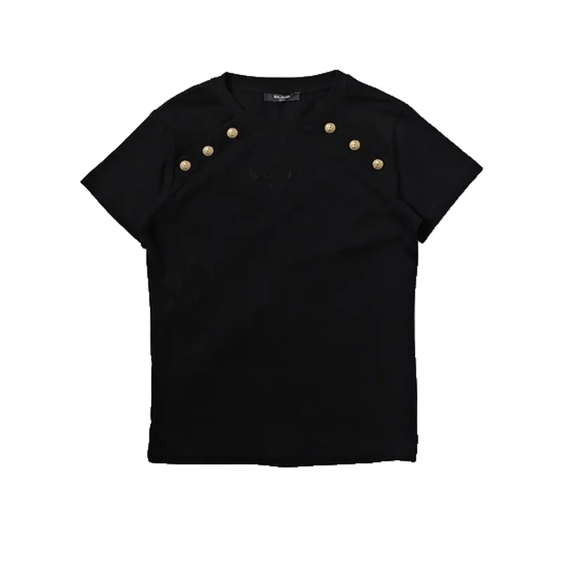BALMAIN GIRLS SS TEE BUTTONS BLK BT8A01 930OR