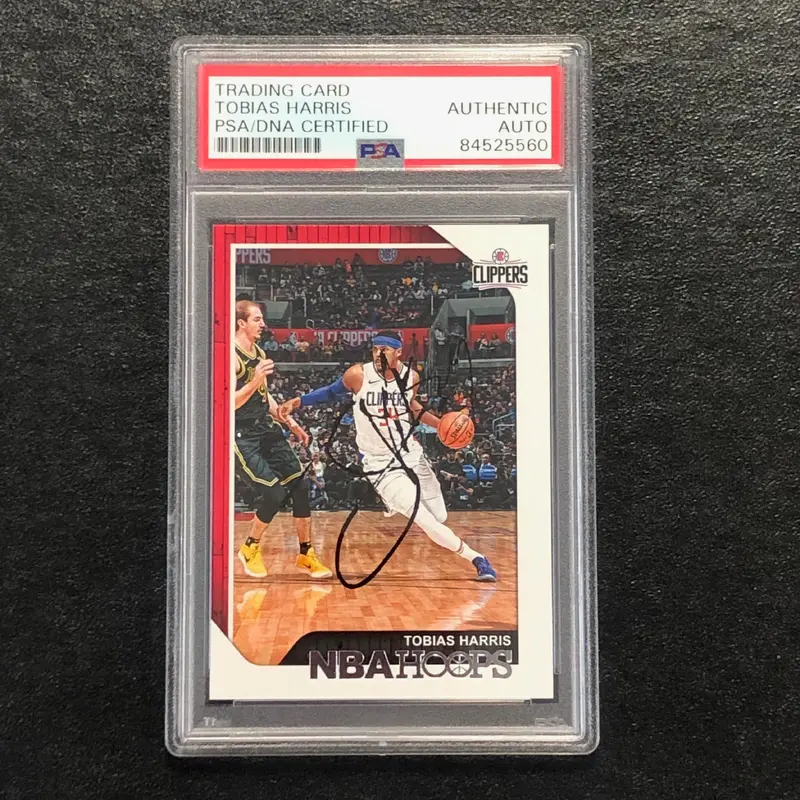 2018-19 NBA HOOPS #95 Tobias Harris Signed Card AUTO PSA Slabbed Clippers