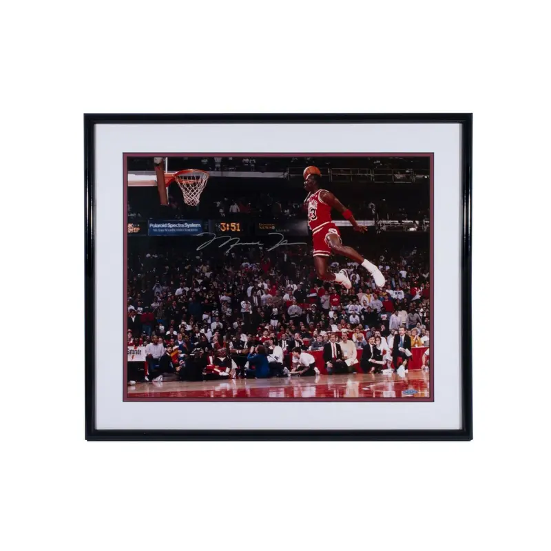 Michael Jordan Signed 1988 Slam Dunk Contest Iconic 16x20 Photo UDA Upper Deck