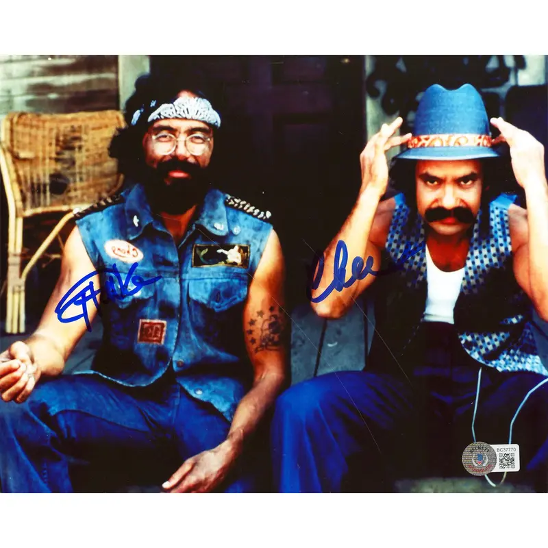 Cheech Marin & Tommy Chong Up in Smoke Signed 8x10 Horizontal Photo BAS #BC37770