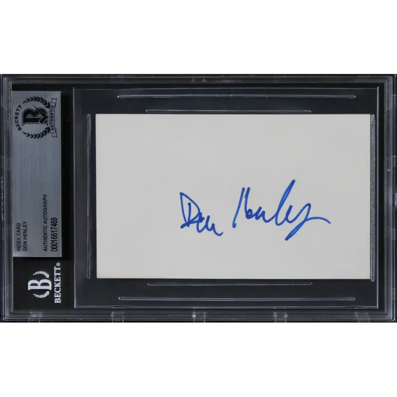 Don Henley The Eagles Authentic Signed 3x5 Index Card Autographed BAS Slabbed