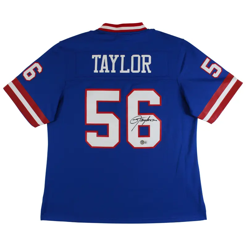 Giants Lawrence Taylor Authentic Signed Blue Mitchell & Ness Jersey BAS Witness