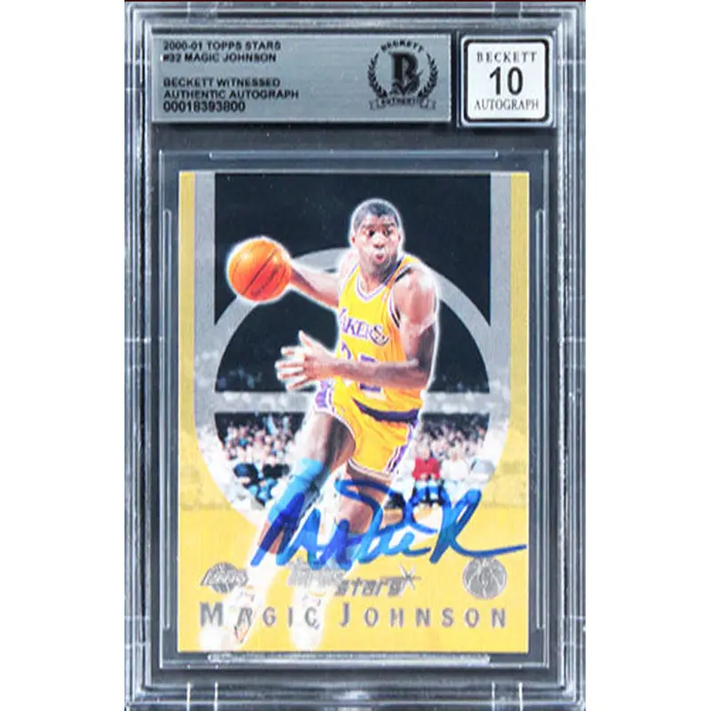 Lakers Magic Johnson Signed 2000 Topps Stars #32 Card Auto 10! BAS Slabbed