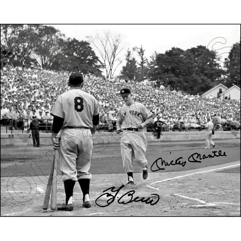 Mickey Mantle Yogi Berra 8X10 Photo - Autographed 1954 Yankees Hall Of Fame Game - 1873