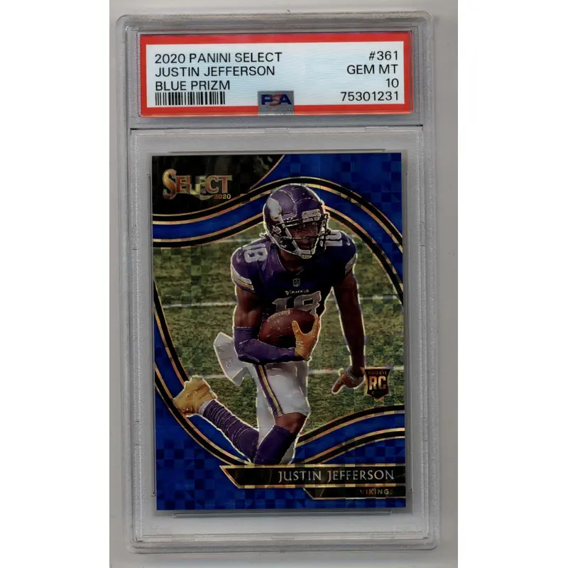Justin Jefferson 2020 Select Blue Prizm #361 23/49 PSA 10 Gem Mint