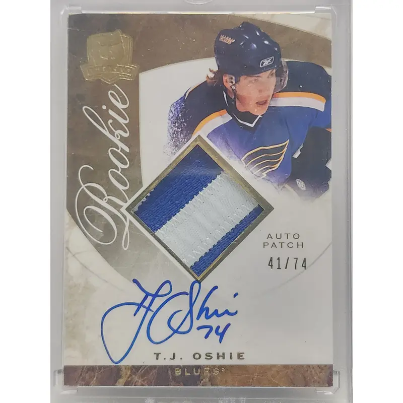 T.J. Oshie 2008 Upper Deck The Cup Gold Rookie Patch Auto #41/74
