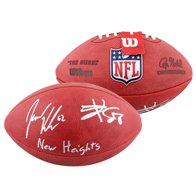 Travis Kelce & Jason Kelce "New Heights" Signed Official "Duke" Nfl Football BAS