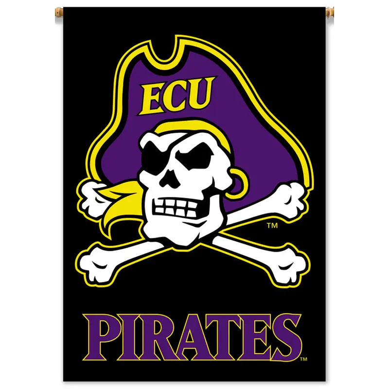 East Carolina Pirates Logo-On-Black Premium 28x40 2-Sided Wall Banner - BSI Products