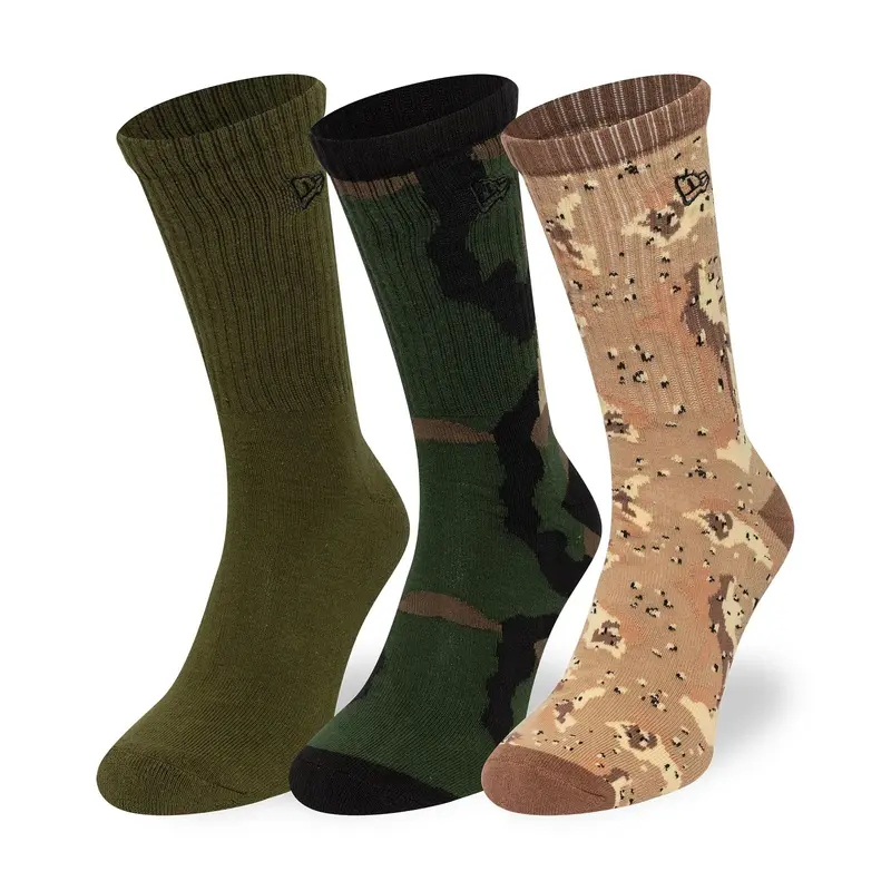 New Era Camo 3 Pack Crew Socks