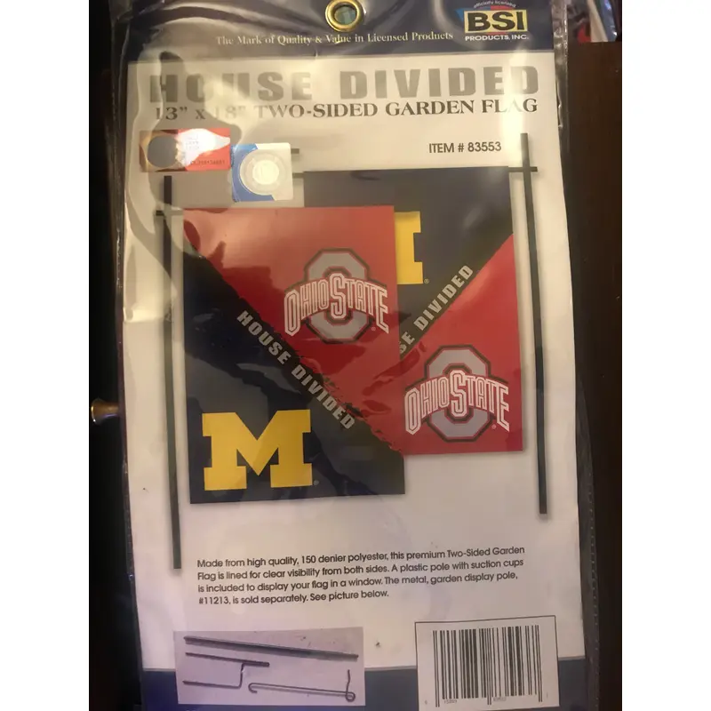 Ohio State / Michigan House Divided 13x18 Garden Flag