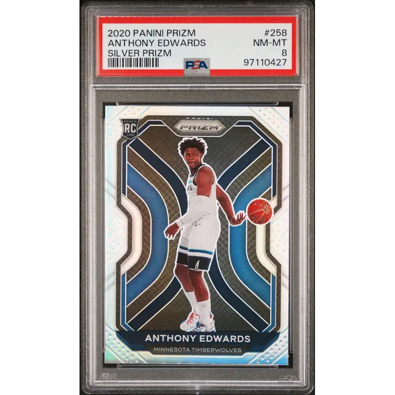 Anthony Edwards 2020 Panini Prizm #258 Silver Prizm PSA 8 Nm-Mint