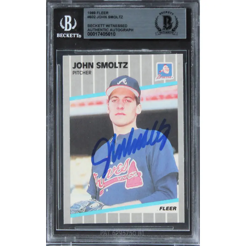 Braves John Smoltz Authentic Signed 1989 Fleer #602 Card BAS Slabbed