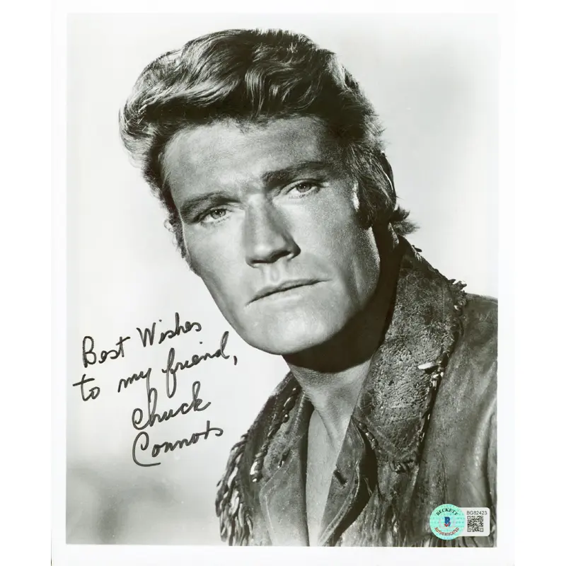 Chuck Connors The Rifleman "Best Wishes" Signed 8x10 Photo BAS #BG82423