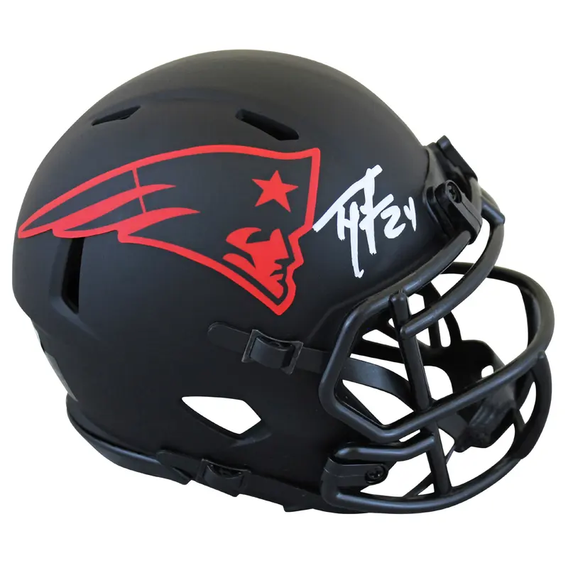 Patriots Ty Law Authentic Signed Eclipse Speed Mini Helmet BAS Witnessed