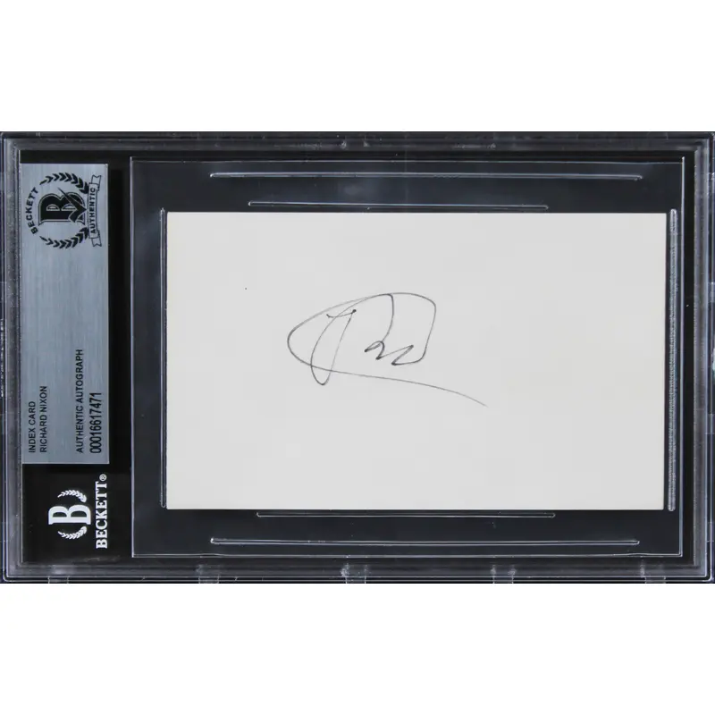 Richard Nixon Authentic Signed 3x5 Index Card Autographed BAS Slabbed 2