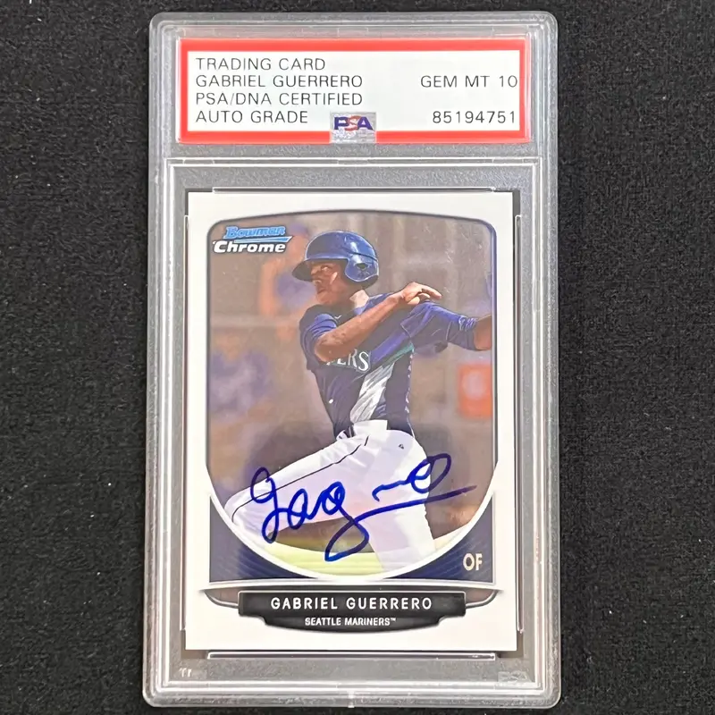 2013 Topps #BCP91 Gabriel Guerrero Signed Card AUTO 10 PSA Slabbed Mariners