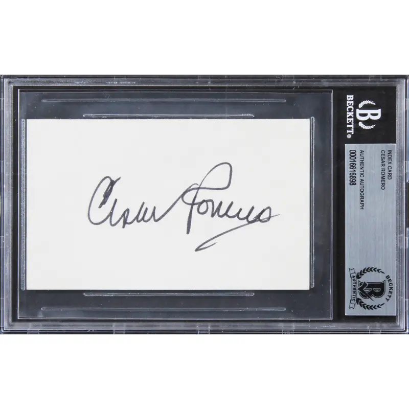 Cesar Romero Batman Authentic Signed 3x5 Index Card Autographed BAS Slabbed 1