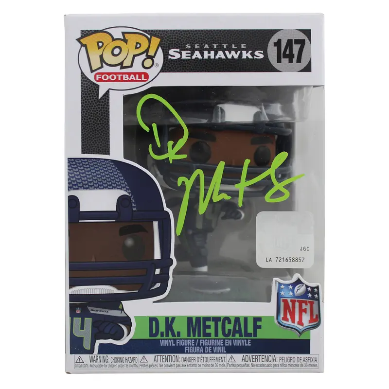 Seahawks DK Metcalf Authentic Signed #147 Funko Pop Vinyl Figure BAS Witnessed