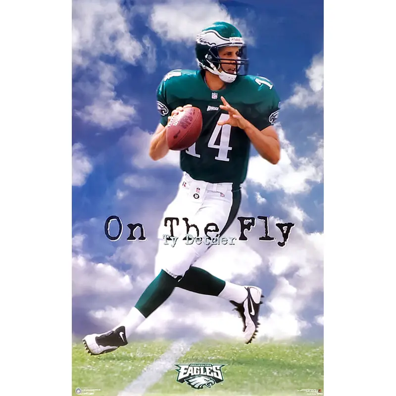 Ty Detmer "On the Fly" Philadelphia Eagles NFL QB Poster - Costacos Brothers 1996