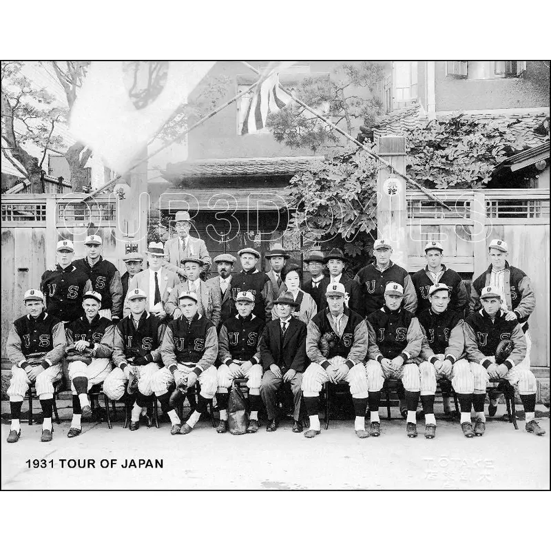 1931 MLB Tour of Japan 11X14 Photo - Gehrig Cochrane Grove Simmons - 1436