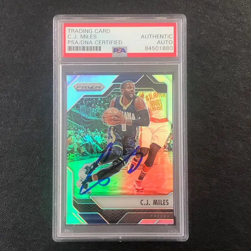 2016-17 Panini Prizm Silver #190 C.J. Miles Signed Card PSA Slabbed Pacers