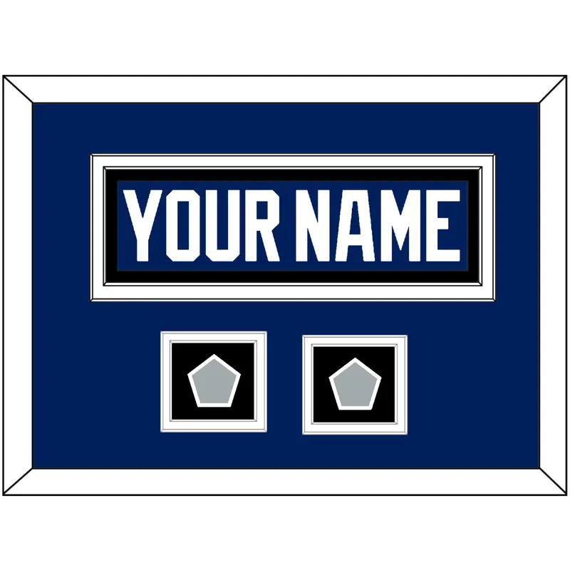 Tampa Bay Nameplate With 2020 & 2021 Stanley Cup Finals Patches - Home Blue - Double Mat 5