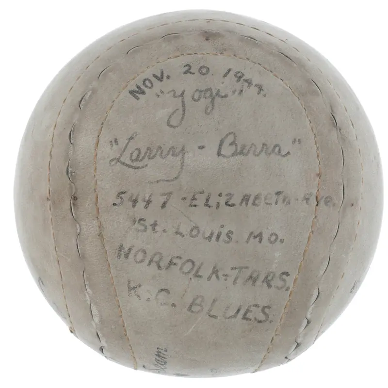 Earliest Known Yogi Berra Single Signed 1944 Baseball With Home Address Beckett