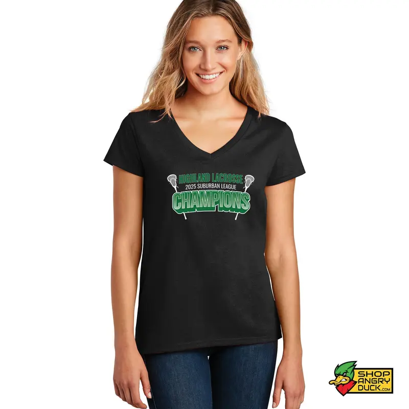 Highland Lacrosse 2025 Champs Ladies V-Neck T-Shirt