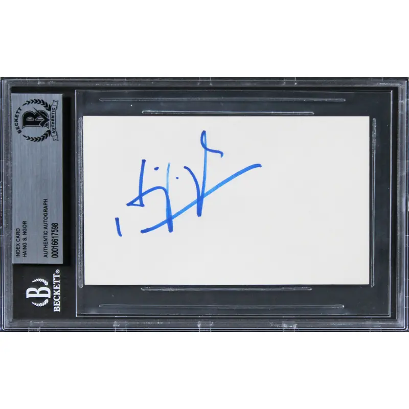 Haing S. Ngor The Killing Fields Authentic Signed 3x5 Index Card BAS Slabbed