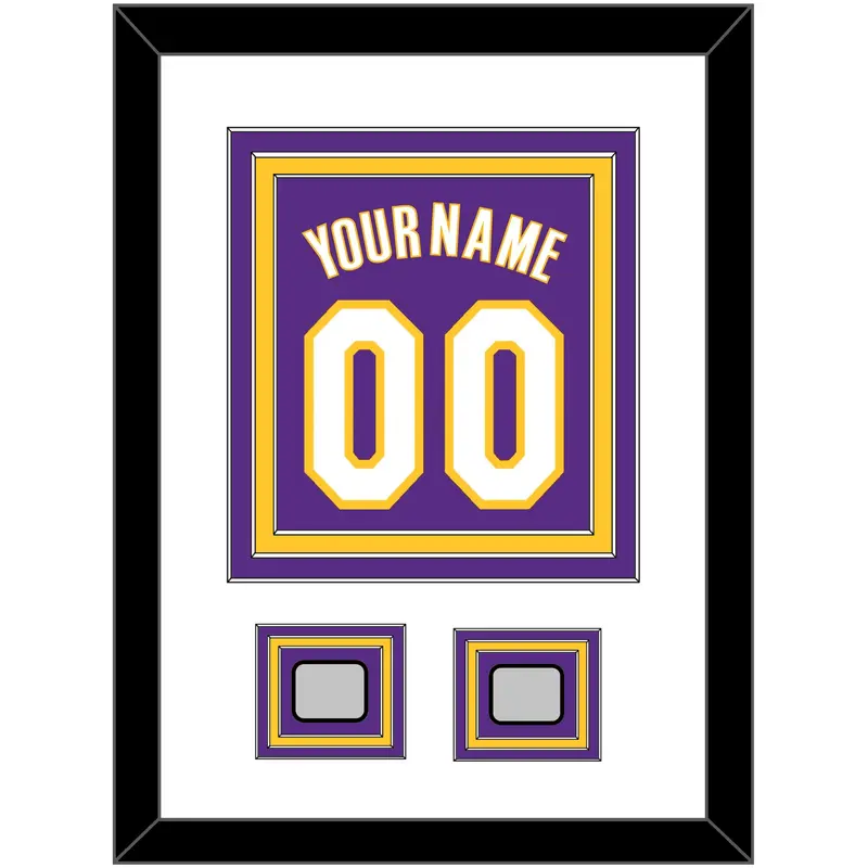 Los Angeles Name & Number With 2 Trophy Patches - Road Purple (1999-2004) - Triple Mat 1