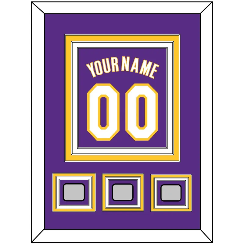 Los Angeles Name & Number With 3 Finals Patches - Road Purple (1999-2004) - Triple Mat 2