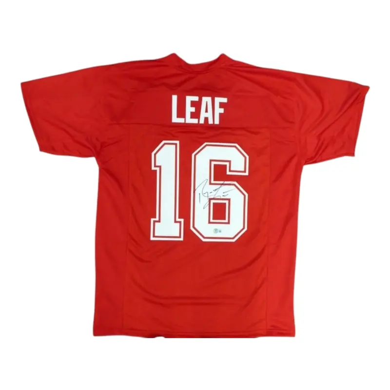 Ryan Leaf Autographed Washington State Cougars (Red #16) Custom Jersey - BAS