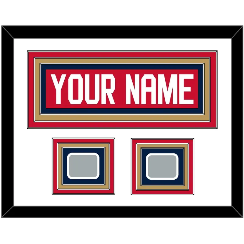 Florida Nameplate & 2 Stanley Cup Finals Patches - Home Red - Triple Mat 1