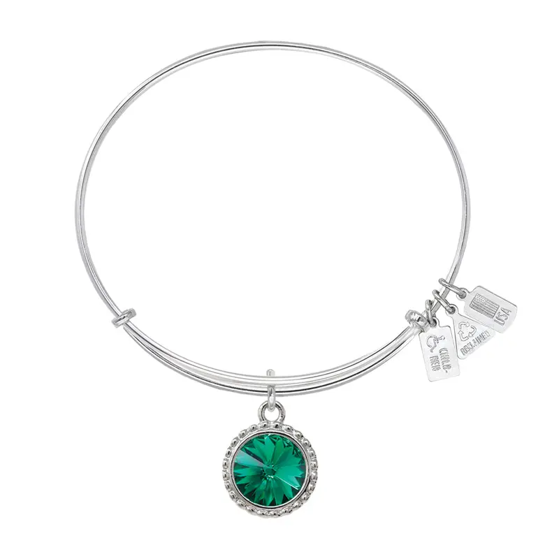 May Birthstone Charm Bangle
