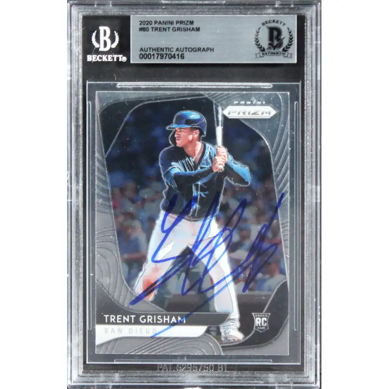 Padres Trent Grisham Authentic Signed 2020 Panini Prizm #80 Card BAS Slabbed