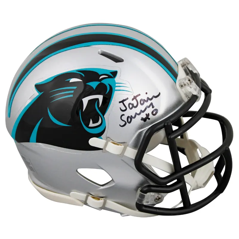 Panthers Ja'Tavion Sanders Authentic Signed Speed Mini Helmet BAS Witnessed